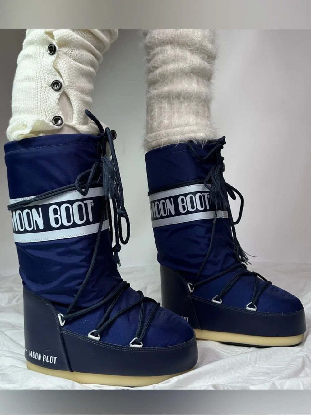 MOON BOOTS Iconic Classic Snow Boots Navy Blue Size US 9/EU 41
